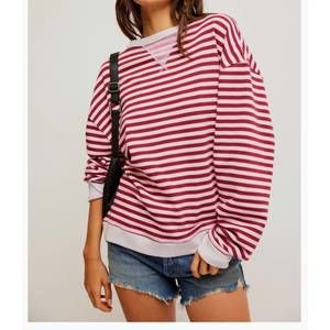 Free People Fuchsia and Pink Striped Sweatshirt